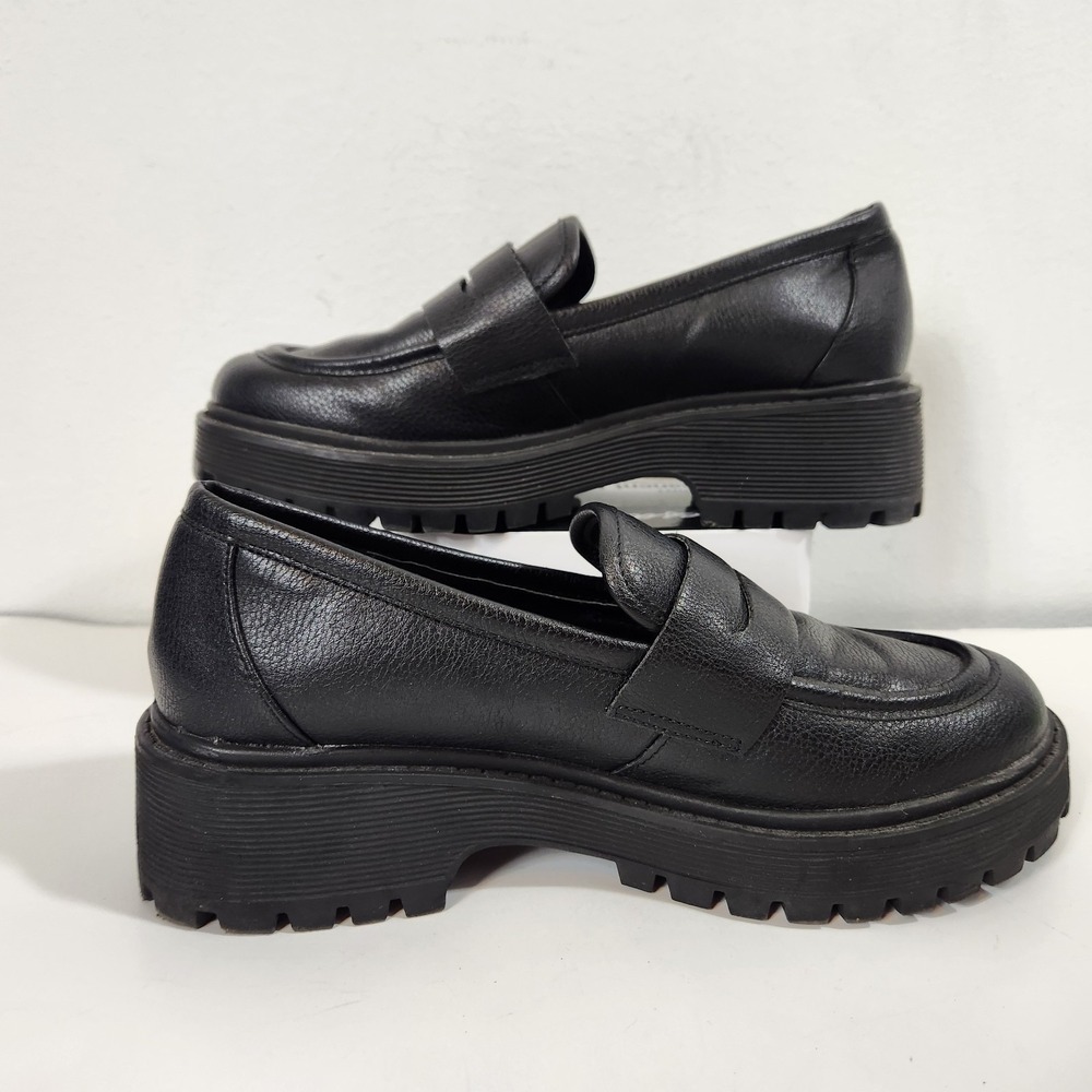 UNIONBAY Jay Platform Penny Loafers Womens Sz 7.5 Black Chunky Lug Sole Y2K Goth - Picture 2 of 11